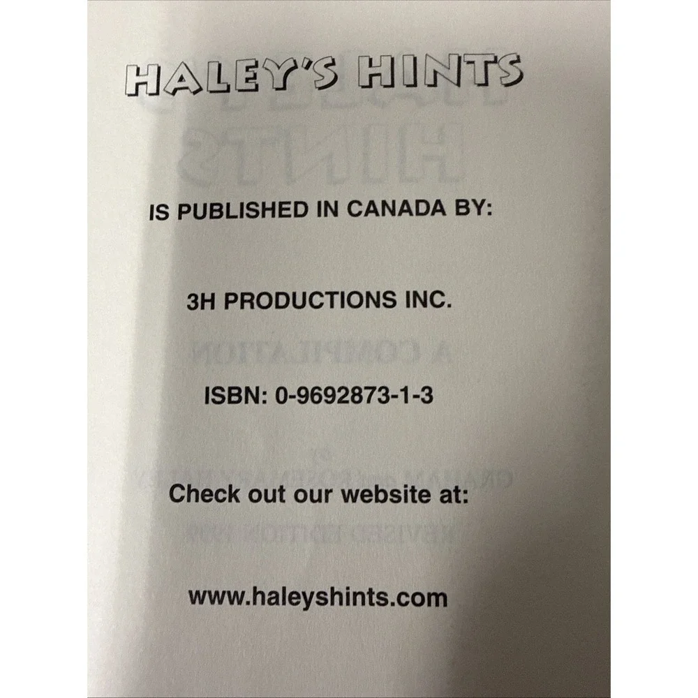 Haley's Hints A Compilation Revised Edition 1999 + Cleaning Hints 2000 Hardcover
